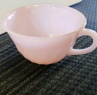 Vintage Fire King Glossy Pink Swirl Cup Collectible Kitchenware Made In The Usa