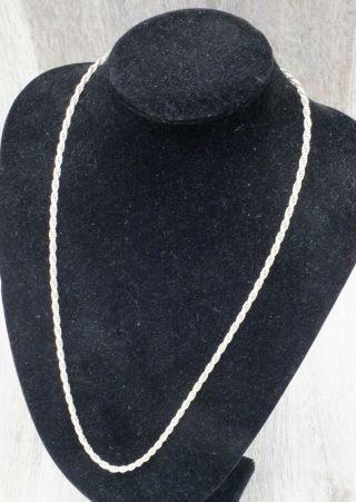 Vintage Sterling Silver Rope Chain,  4mm Width,  24 " 61cm Long; 925 Italy Sjld