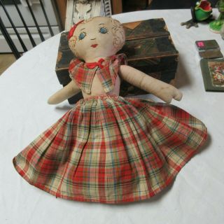 Antique Vintage Hand Made Rag Doll With 2 Head
