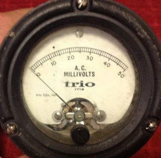 Rare Vintage Trio Ac Millivolts Vacuum Tube Volt Meter Panel Gauge Steam Punk