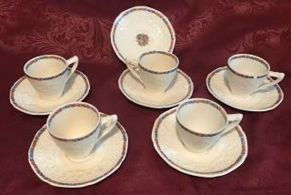 Vintage Crown Ducal Floral 11 Piece Smalltea Cups And Saucer Set Made In England