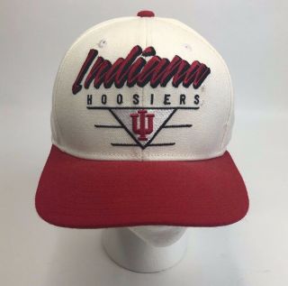 Vtg Adidas Logo Indiana University Hoosiers Snapback Hat Iu Cap Ncaa Red White