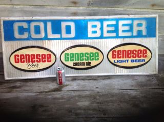 Vintage Genesee Cold Beer Sign,  Plastic,  Raised Letters,  47 " By 18 1/2 "