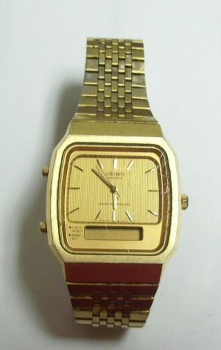 Vintage Mens Seiko Quartz Alarm Chronograph Watch