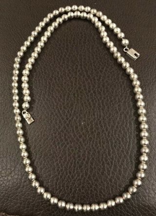 Vintage Mexico Taxco? Sterling Silver 925 Ball Beads 24 " Strand Necklace