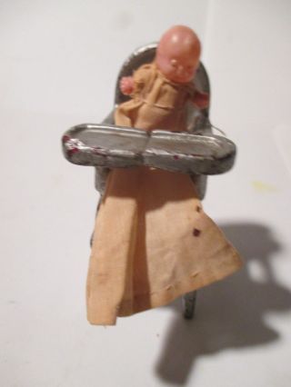 Vintage Kilgore Cast Iron Miniature Dollhouse Highchair With Plastic Baby Doll