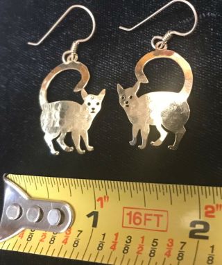 Vintage Wild Bryde Signed Cat dangle Earrings gold tone siamese 5