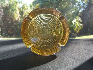 Vintage Amber Glass Cigarette Cigar And Pipe Ashtray Mid Century S&h (711)