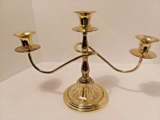 Vintage Teleflora Twisted Brass Candelabra Three Candle Holders W/ Glass