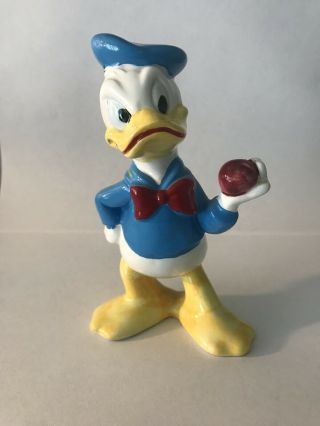 Vintage Walt Disney Productions Porcelain Donald Duck Holding Apple