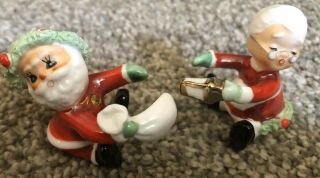 Santa Claus Taper Candle Huggers Vintage Mr.  & Mrs.  Lefton Porcelain