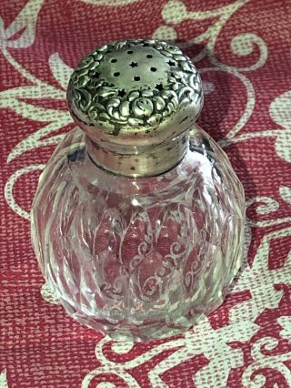 Vintage Sterling Silver And Cut Crystal Pepper Shaker
