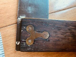 Vintage 9 inch Wood / Brass / Steel Carpenters Square 4