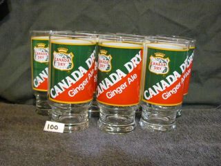 Vintage Canada Dry Ginger Ale 5 1/2 " Glasses Tumblers Set Of 7 100