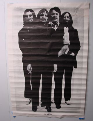 Vintage Early Black & White Standing Group Shot Of Beatles Band Music Poster
