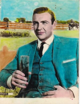 James Bond - Vintage - Hand Colored Photo - Card - Sean Connery & Cocktail