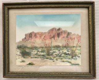 Vintage Arizona Desert Framed Photo Print Hand Colored