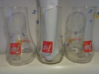 3 Vintage 7 Up Glasses Tumblers 6 " The Uncola