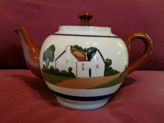 Vintage Watcombe Pottery Torquay Motto Ware Cottage Pattern Teapot