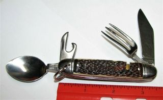 Vintage Colonial Prov.  Usa Hobo Pocket Knife W/fork & Spoon