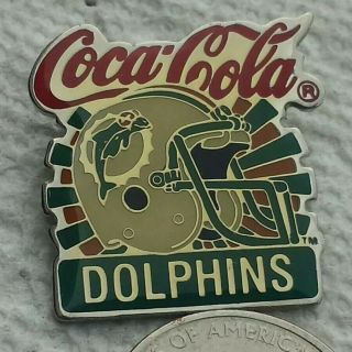 Vintage Miami Dolphins Nfl Football Helmet / Coca - Cola Lapel Pin Tie Tack