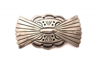 Navajo Vintage Sterling Silver Stamped Bow Pin - Brooch
