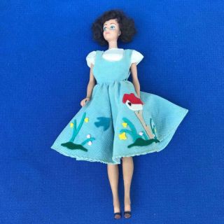Vintage 1958 - 1962 Midge/barbie Line 11 " Brunette Midge Doll,  Summer Dress