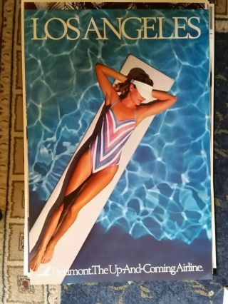 Vintage Piedmont Airlines Los Angeles Destination Travel Poster 36 X 25