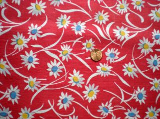 Floral Vtg Feedsack Quilt Doll Clothes Sewing Craft Cotton Fabric Red Blue Yel