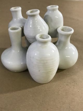 Vintage Vase Petite Bloom 7 Bud Vessels One Mold White Ceramic C3