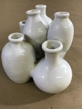 Vintage Vase Petite Bloom 7 Bud Vessels One Mold White Ceramic C3 2
