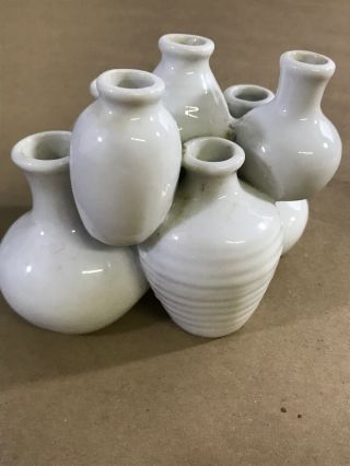 Vintage Vase Petite Bloom 7 Bud Vessels One Mold White Ceramic C3 3