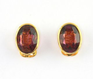 Vintage Christian Dior Haute Couture Faux Amethyst Clip On Earrings
