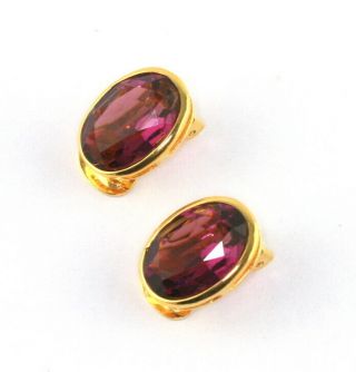 Vintage CHRISTIAN DIOR Haute Couture Faux Amethyst Clip On Earrings 3