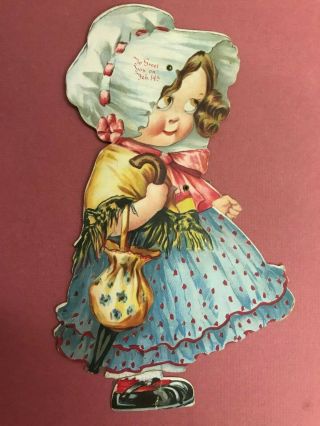 Victorian Valentine Girl To Sweet You Mechanical Trade Card - 0rig - Vintage