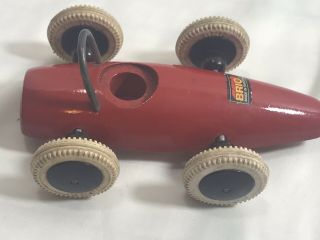 Vintage Brio Classic Wooden Red Race Car Toy With Rubber Wheels Sweden 5”