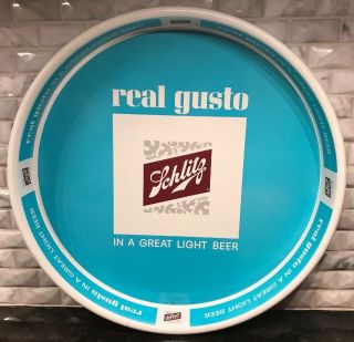 Vintage 1965 Schlitz Real Gusto Beer Tray - Serving Tray 13 " Milwaukee Man Cave