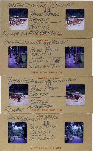 Set Of 4 Vintage Stereo Realist Photo 3d Stereoscopic Slides Samoa Natives