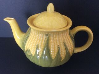 Shawnee Pottery Vintage Corn King Teapot 75 W/lid 6 1/2” American Dinnerware