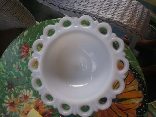 Vintage Anchor Hocking Milk Glass Lace Edge Candy Dish
