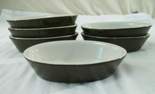 Vintage Hall 550 Ceramic Dark Green Oval Baking Dishes Set Of 6