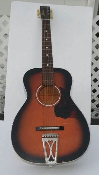 Vintage Harmony H1221 Sunburst Parlor Acoustic Guitar With Case