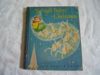 Vintage Little Golden Book,  The Night Before Christmas,  Blue Binding Tape