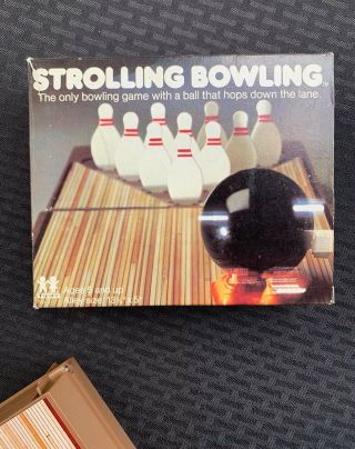 Vintage 1980 ' s strolling bowling game.  A Little Portable Bowling Alley.  Tomy Toy 2