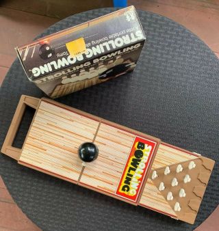 Vintage 1980 ' s strolling bowling game.  A Little Portable Bowling Alley.  Tomy Toy 3