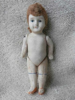 Antique Depression Era All Bisque Japan Wire Jointed 5 " Doll Wig