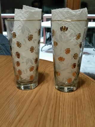 Jewel Tea Autumn Leaf Libbey Glass Co.  Set Of 2 Vintage 15oz Beverage Glasses