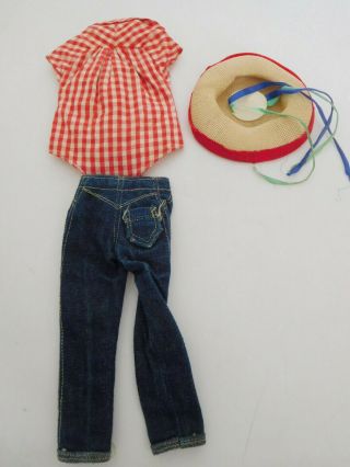 Vintage 1959 - 1961 Tagged Barbie Clothes Picnic Set Pants,  Blouse,  Hat 2
