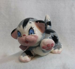 Vintage Beth Barton Cat Kitten 1940s California Pottery Porcelain - Nozy Signed