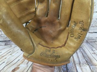 Vintage RAWLINGS DW12 Leather Official SOFT - BALL Glove Mitt RH Made in USA 2